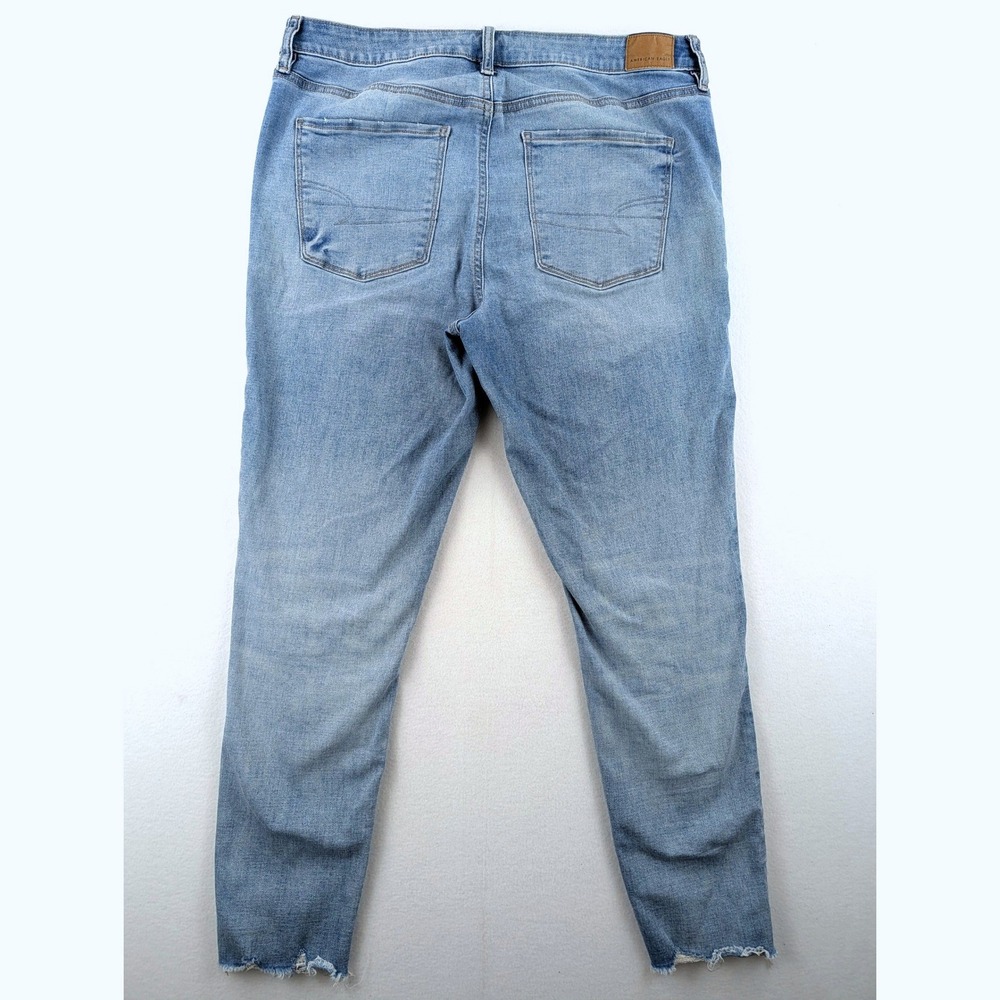 American Eagle High Waisted Distressed Skinny Jeans Womens 14 Light Wash - Picture 2 of 11